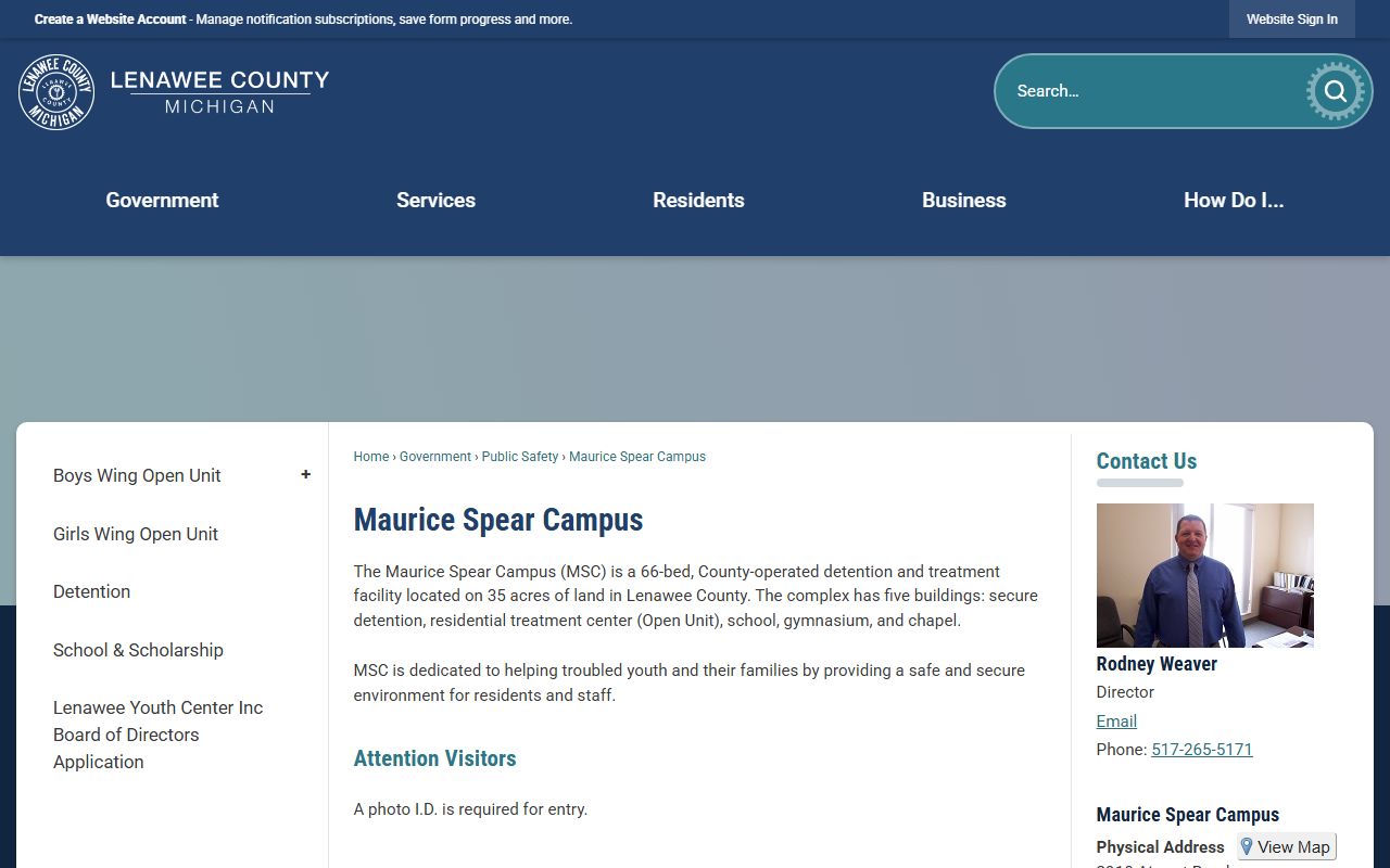 Maurice Spear Campus juvenile detention and treatment information in Lenawee County
