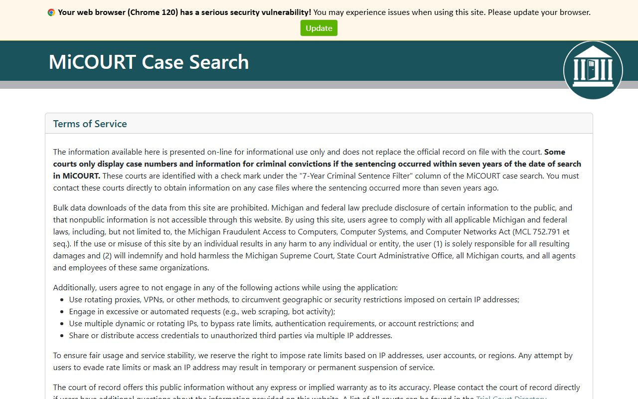 Lenawee County court records after jail arrest search in MiCOURT